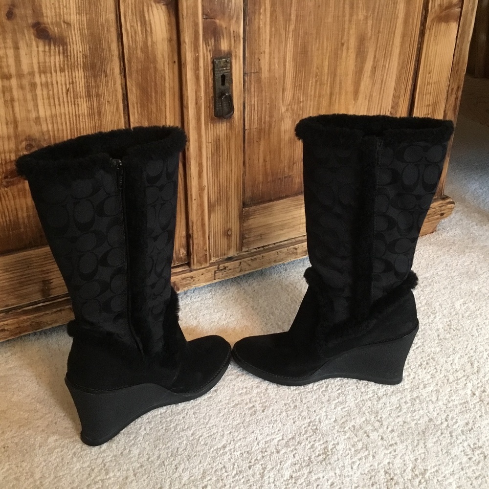 Coach Black Jordana Wedge Boots - Picture 3 of 9
